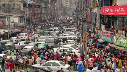 an over-crowded Indian street